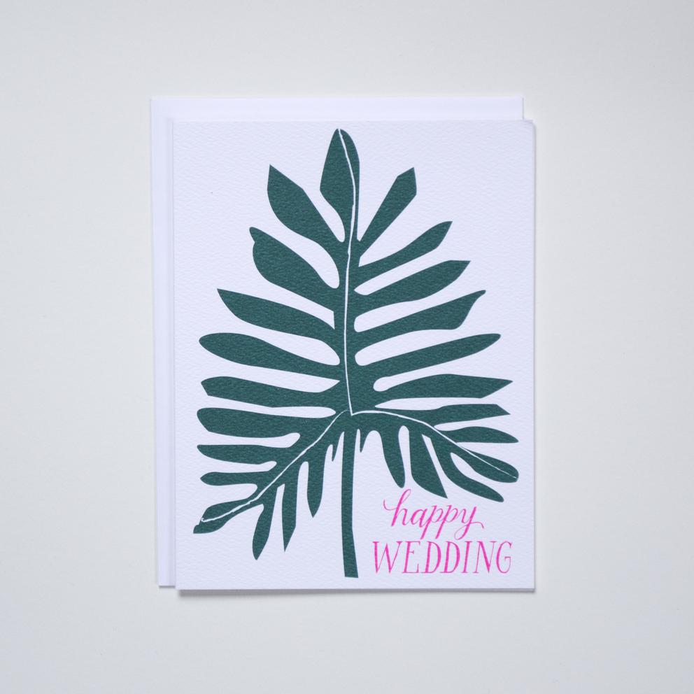 Happy Wedding Day - a Philodendron Note Card for Wedding Celebration